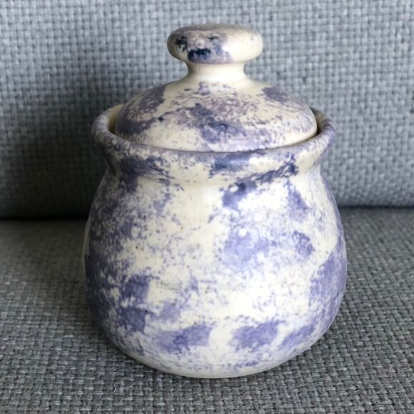 Artisan Ceramic Garlic Keeper Blue Lavender White Diameter 2.5 Inches - Picture 4 of 14
